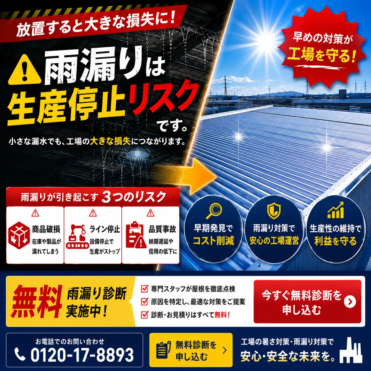 雨漏りは生産リスクです